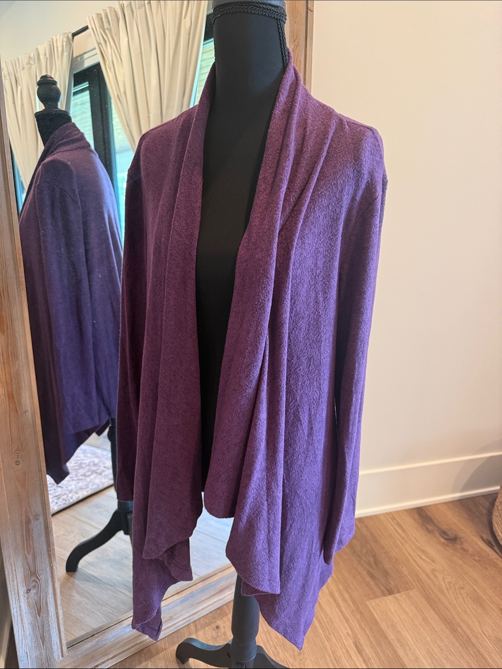 Purple Open-Front Women's Sweater Cardigan